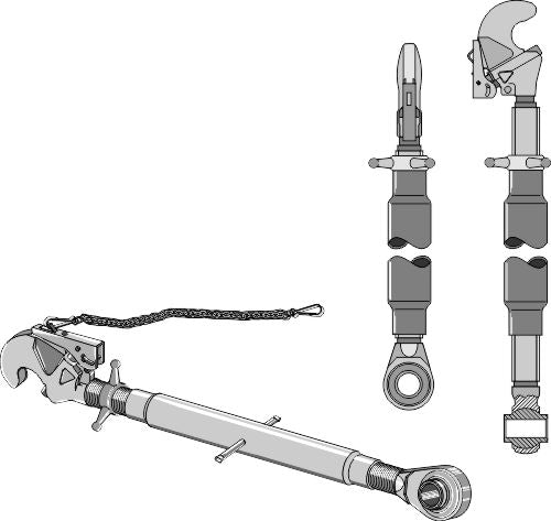 Top-links with automatic hook and tie-rod M36x3