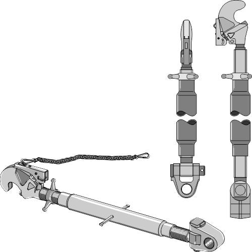 Top-links with automatic hook and swivelling tie-rod M36x3