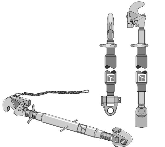 Top-links with automatic hook and swivelling tie-rod M36x3