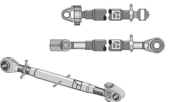 Top-links with hardened tie-rod and swivelling tie-rod M36x3