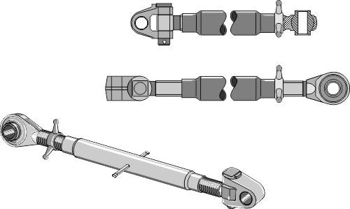 Top-links with hardened tie-rod and swivelling tie-rod M36x3