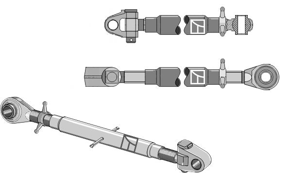 Top-links with hardened tie-rod and swivelling tie-rod M36x3