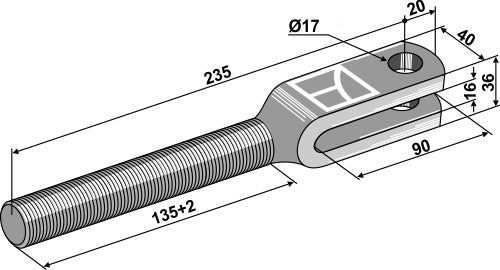 Lifting link fork M24x3 left thread
