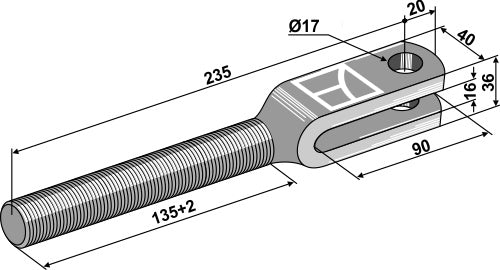 Lifting link fork M24x3 right thread