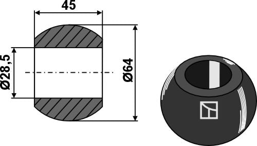 Ball for lower link hooks - Cat. III-II - BLACK LINE