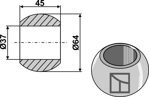 Ball for lower link hook Cat. III