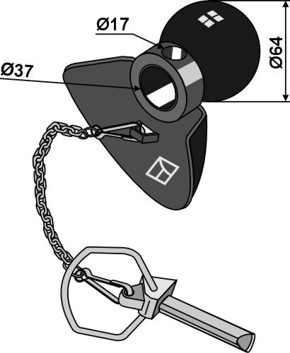 Ball guide cone Cat.III with linch pin - BLACK LINE