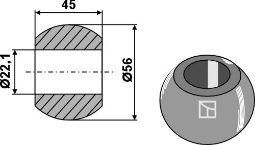 Ball for lower links hooks - Cat. II-I
