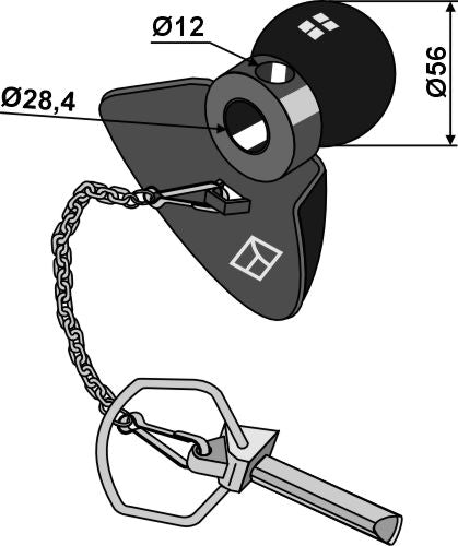 Ball guide cone Cat.II with linch pin - BLACK LINE