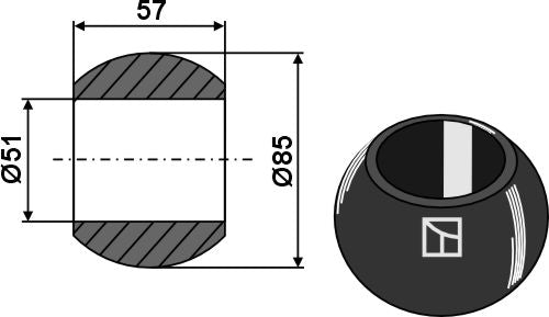 Ball for lower links hooks - Cat. IV - BLACK LINE