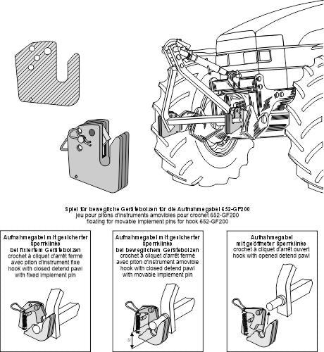 Semiautomatic hook for front power lift- Cat. ll