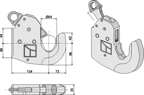 Lower link hook - Cat. III