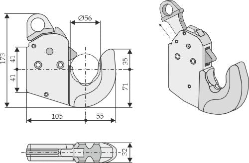 Automatic hook for lower links - Cat. lIS
