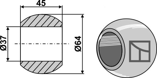 Ball for lower link hook Cat. III HD