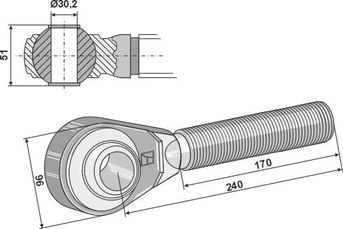 Hardened tie-rod M36x3