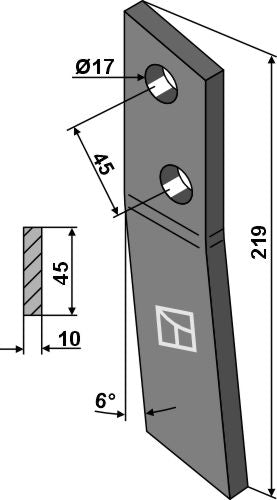 Bolt-on tine - left
