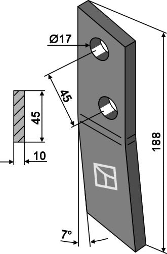 Bolt-on tine - left