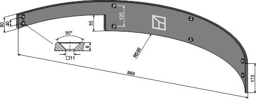 Guideboard 860mm - right