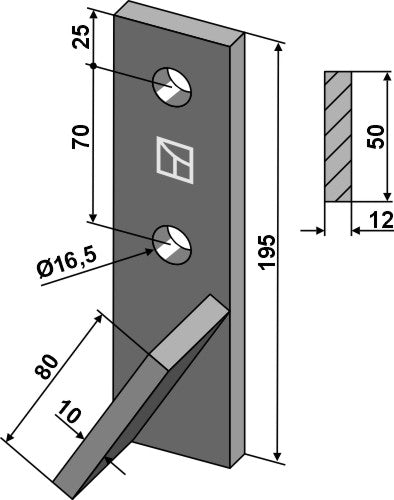 Bolt-on tine - left