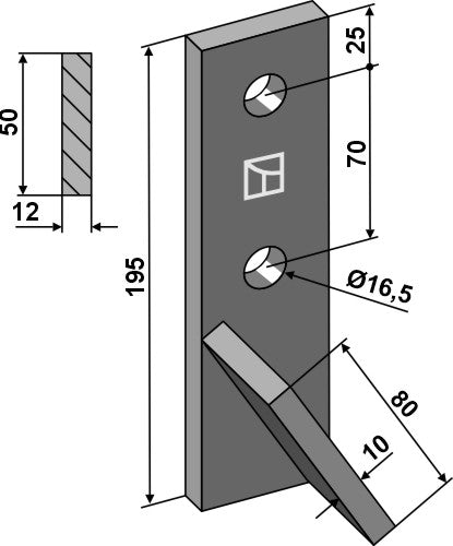 Bolt-on tine - right