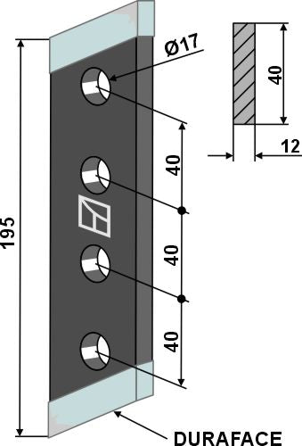 Bolt-on tine DURAFACE - right