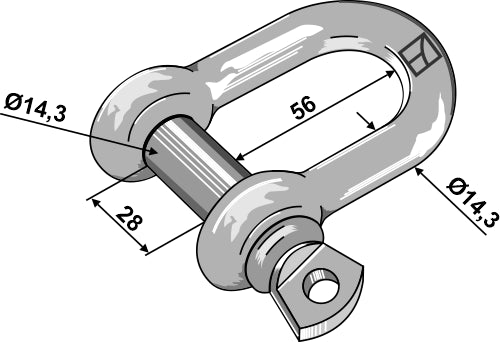 Standard straight shackles 14,3mm; galvanized