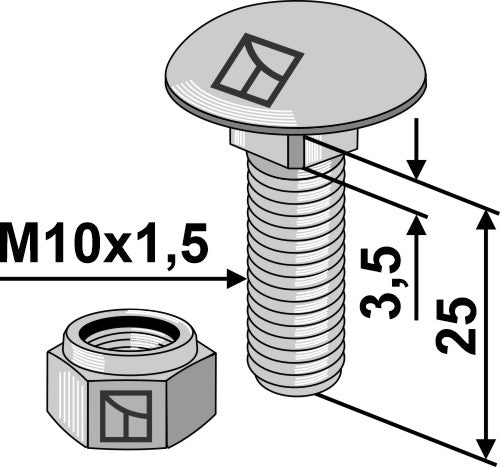 Saucer-head screw M10x1,5x25 with self-locking nut