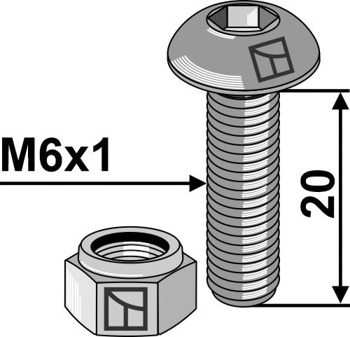 Saucer-head screw M6x1x20 with hexagon socket