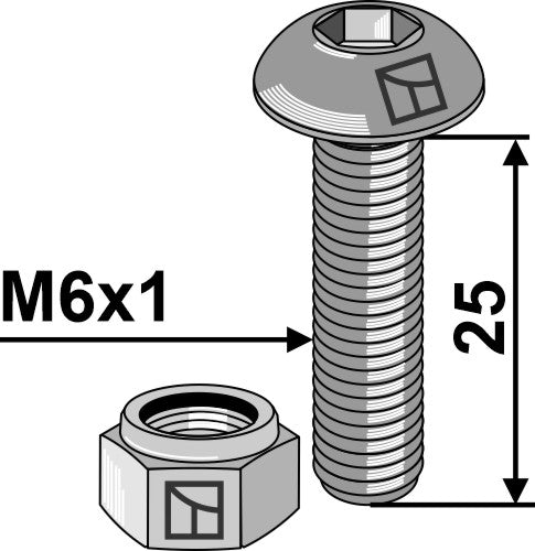Saucer-head screw M6x1x25 with hexagon socket