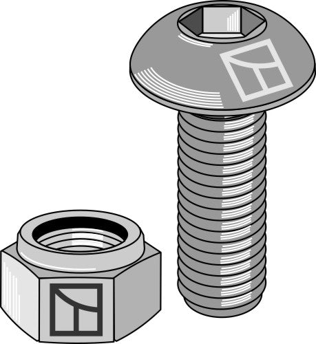 Saucer-head screw with hexagon socket M12x1,75x20 - galvanized - with nut