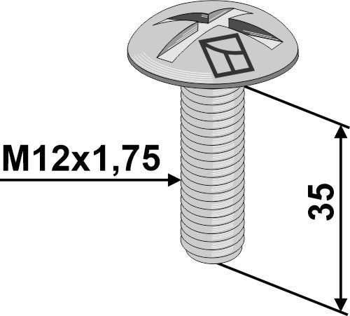 Saucer-head screw M12x1,75x35 without nut