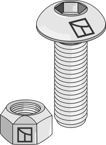 Saucer-head screw with hexagon socket M16x2x40 with self-locking nut