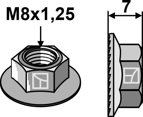Hexagon flange nut - M8x1,25
