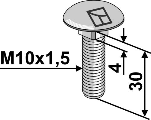 Saucer-head screw M10x1,5x30 without nut