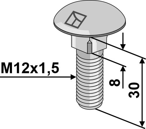 Saucer-head screw M12x1,5x30 without nut