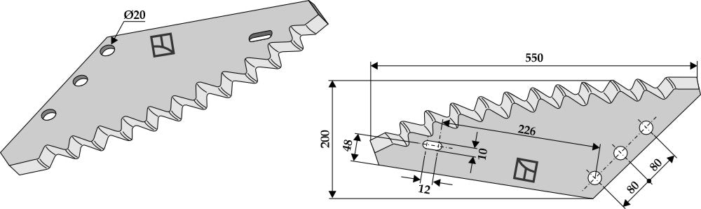 Fodder mixer knives