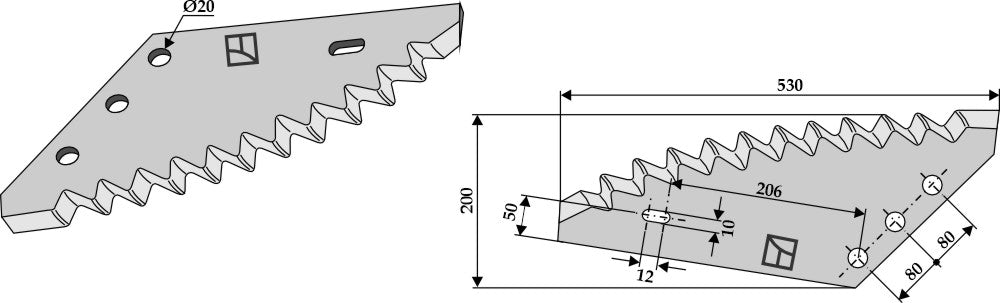 Fodder mixer knives