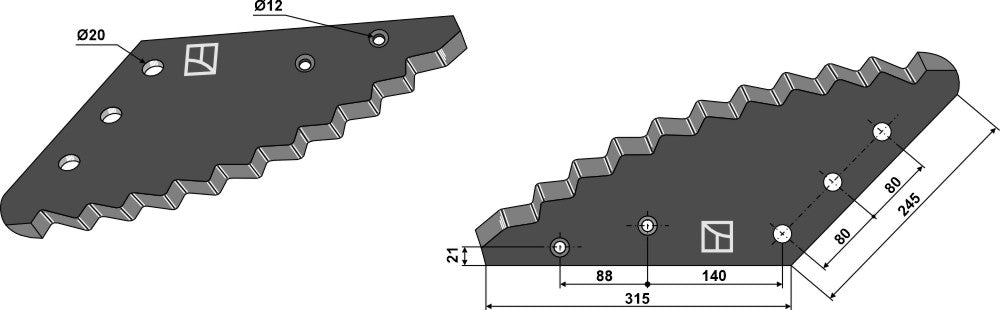 Fodder mixer knives