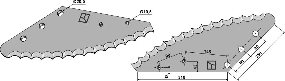 Fodder mixer knives