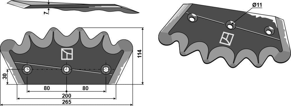 Fodder mixer knives - hard metal faced, right