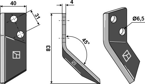 Fodder mixer knives, right
