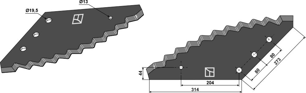 Fodder mixer knives - hard metal faced