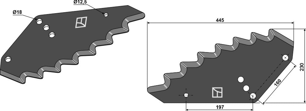 Fodder mixer knives - hard metal faced