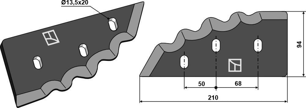 Food mixer knives - hard metal faced - left