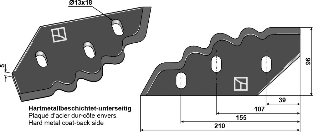 Food mixer knives, left - hard metal faced