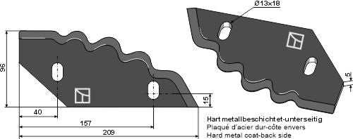 Food mixer knives - hard metal faced - right