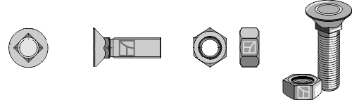 Plough bolt 7/16''UNF with hexagon nut