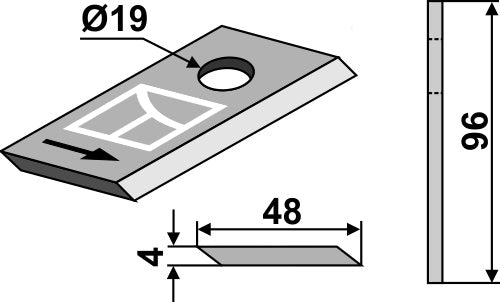 Rotary mower blade 96x48mm