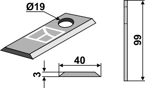 Rotary mower blade 99x40mm