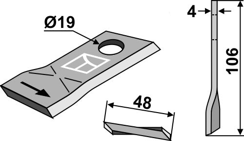 Rotary mower blade 106x48mm
